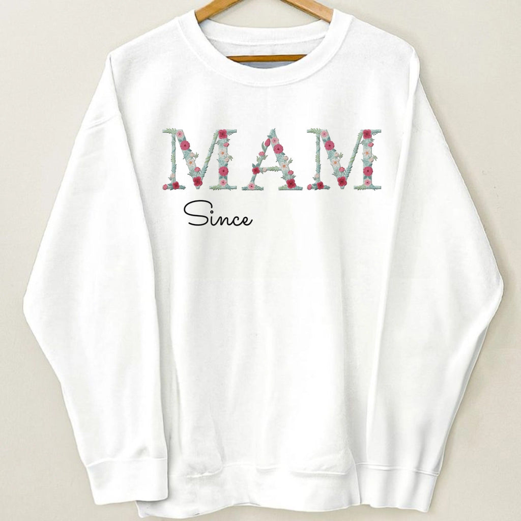 Mom Since - Personalized Embroidered Shirt Sweatshirt